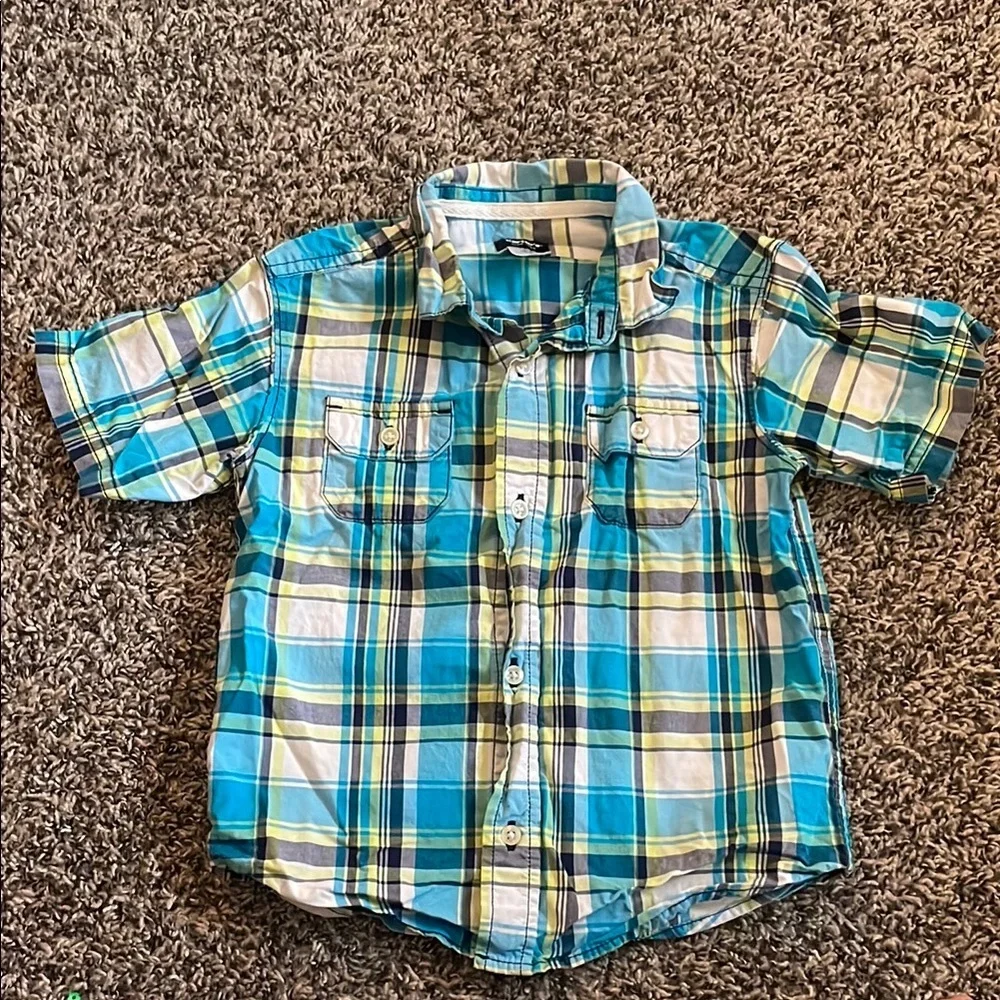 Carter's Blue and Yellow Plaid Button Down Shirt